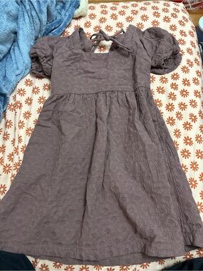 Madewell Puff-Sleeve Textured Dress - Mauve
